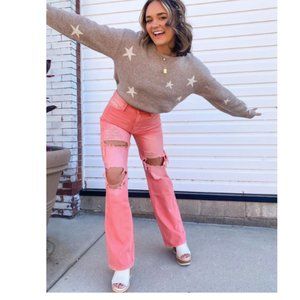 Leslie 90's Vintage Flare in Pink Vervet by Flying Monkey 25, 27, 28 NWT